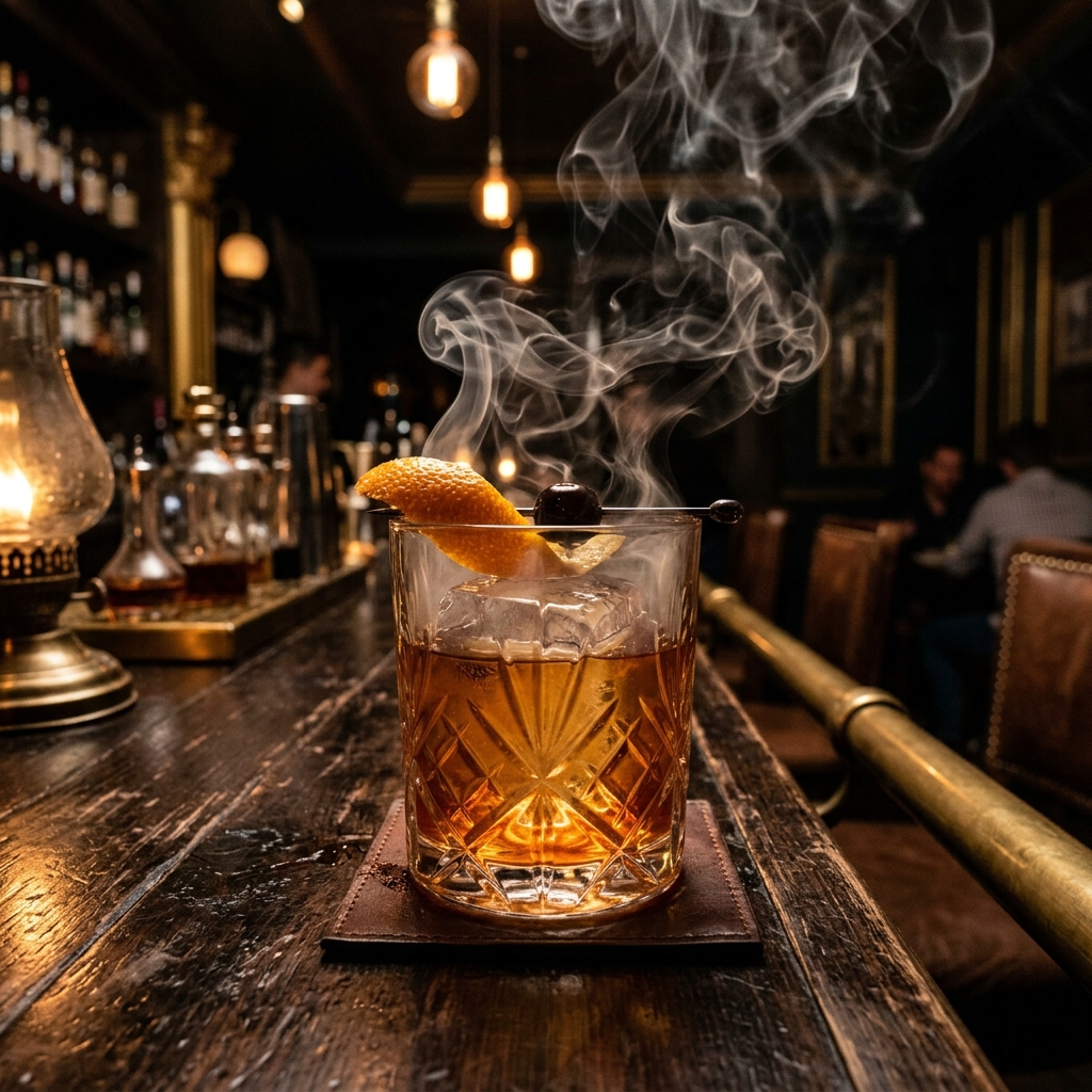 Signature Smoked Whiskey Cocktail