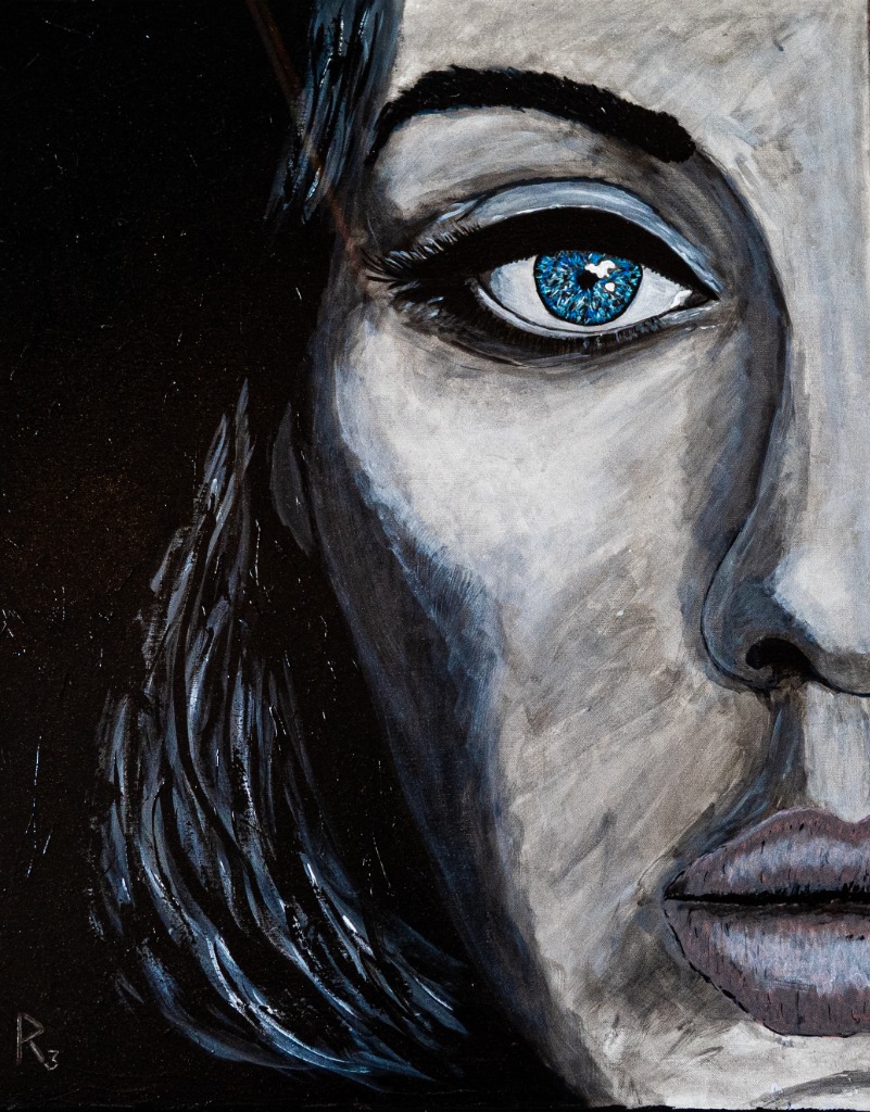 Original speakeasy portrait painting displayed inside Mackenzie's